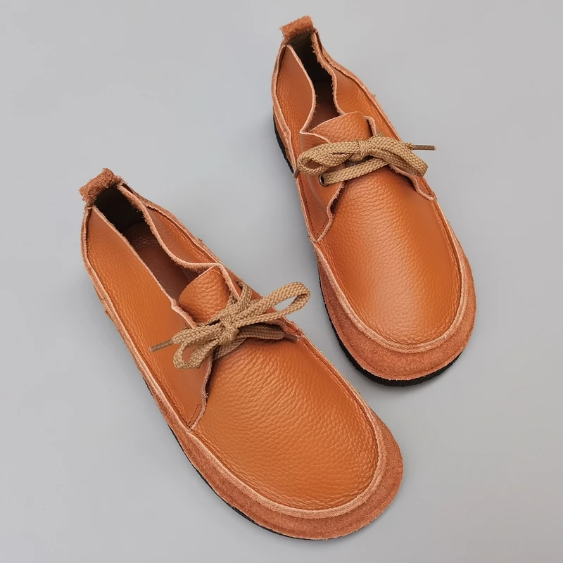 Careaymade-sapatos de couro genuíno para homens e mulheres, sapatos casuais, antiderrapantes, com cordões, macio, camada superior, couro de vaca,