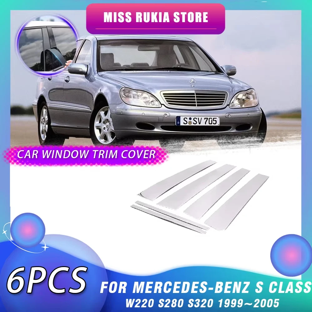 

Car Window Trim Cover for Mercedes-Benz S Class W220 S280 S320 1999~2005 Bright Black Pillar Posts Sticker Door Decal Accessorie