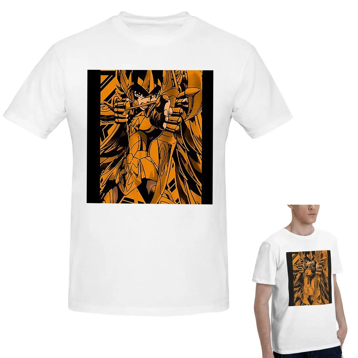 

100% хлопок Knights Of The Zodiac Sagittarius Seiya Saint Seiya аниме футболка мужская классическая футболка мужские рубашки с круглым вырезом топы S-6XL