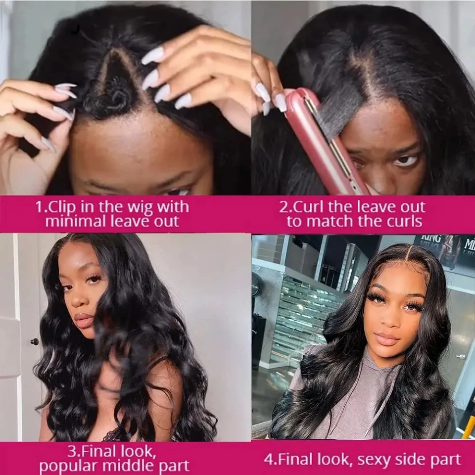 V Part Wig Human Hair Body Wave 180% Density Glueless Remy Half Wig No Leave Amazon.com : 20 Inch V Part Wig Human Hair 180% Density 12A  main image 4