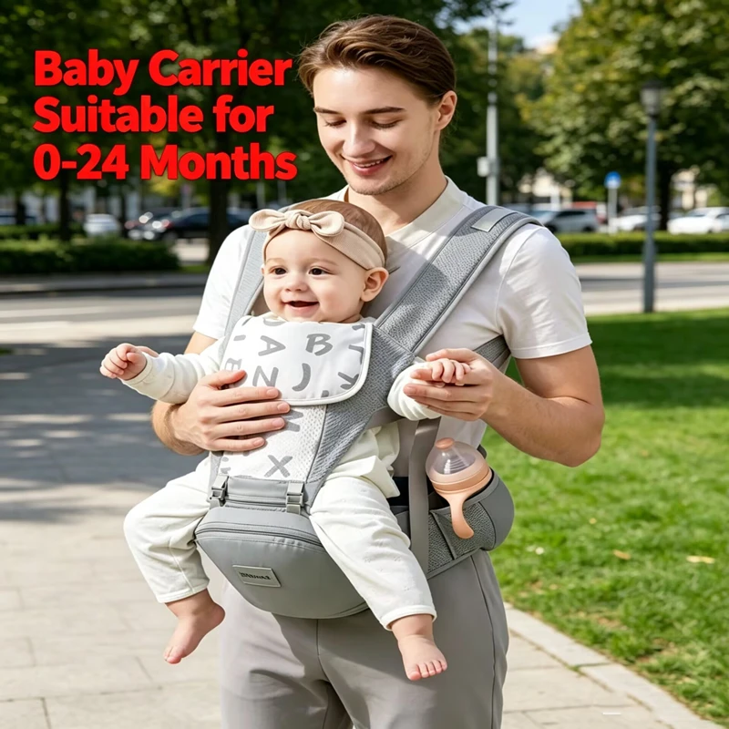 Ventilate Ajustable Ergonomic Baby Carrier Four Seasons Universal Baby Carrying Bag Waist Stool Strap Portable & Multifunctional