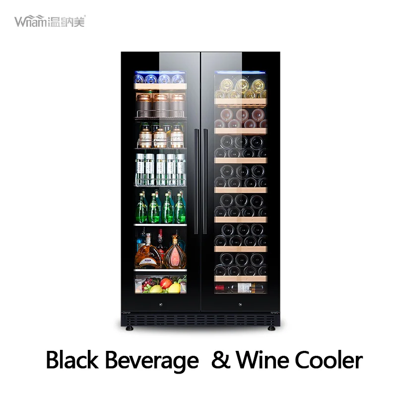 Dual Zone Built-in Wine Beverage Cooler Stainless Steel R600A Refrigerant Electric Power Source Constant Temperature for Hotels