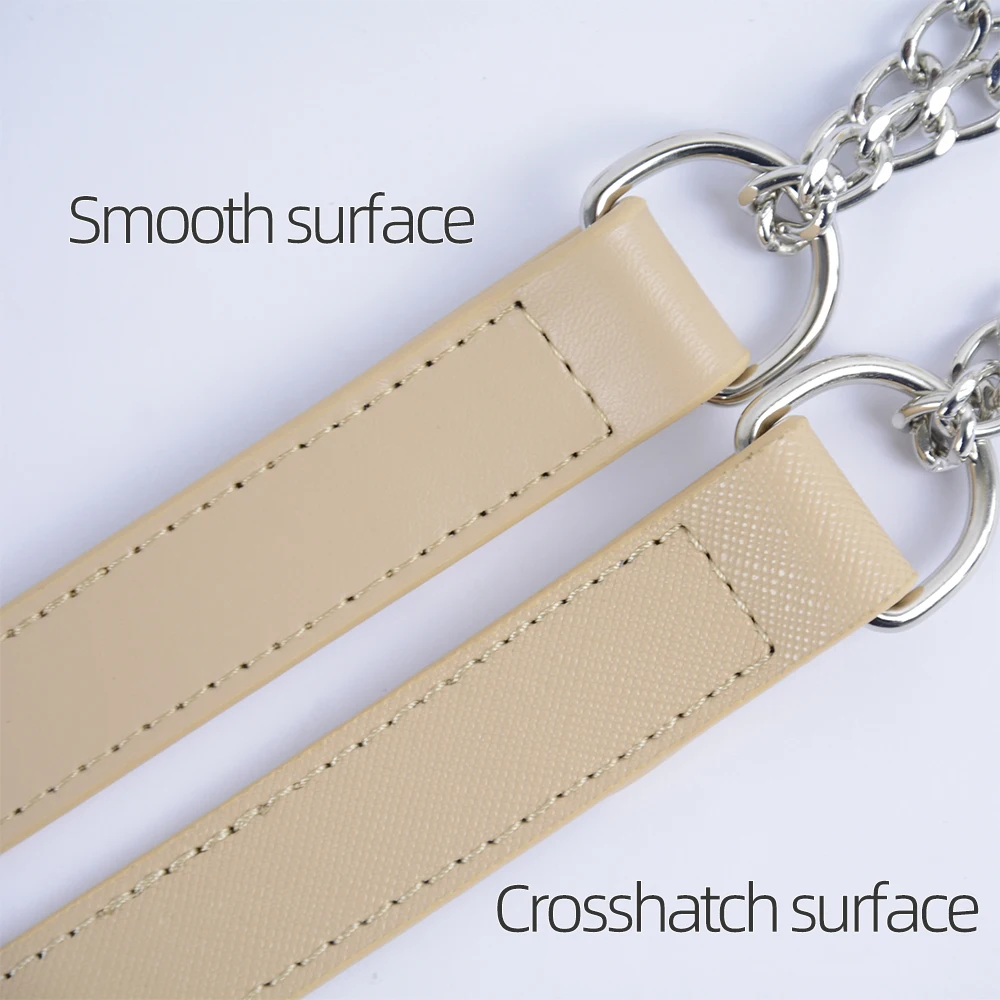 1 Pair Obag Accesorios long leather Handles  straps Silver Long Double Chain underarm For O Bag Totes Women Shoulder Handbags