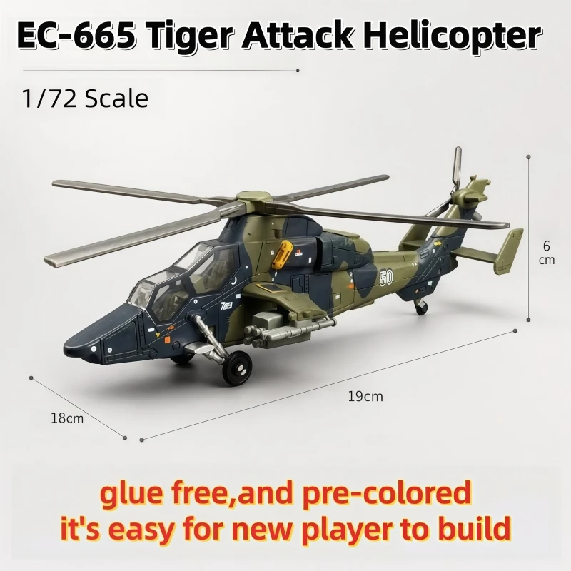 1/72 Scale Military Series EC-665 Eurocopter Tiger Gunship Building Blocks Glue Free Attack Helicopter Model Toys For Xmas Gifts - view 2