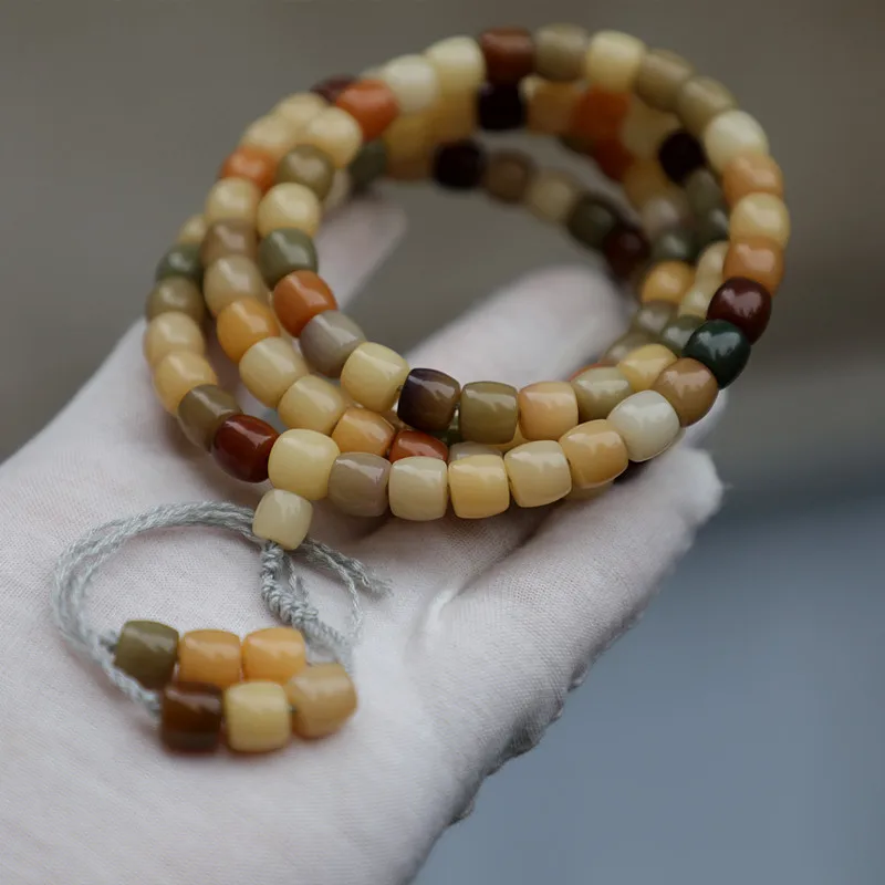 9*8 Straight-Cut, Oil-Treated, Old Material Bodhi Root Prayer , Multi-Colored, Unisex, 108 Beads
