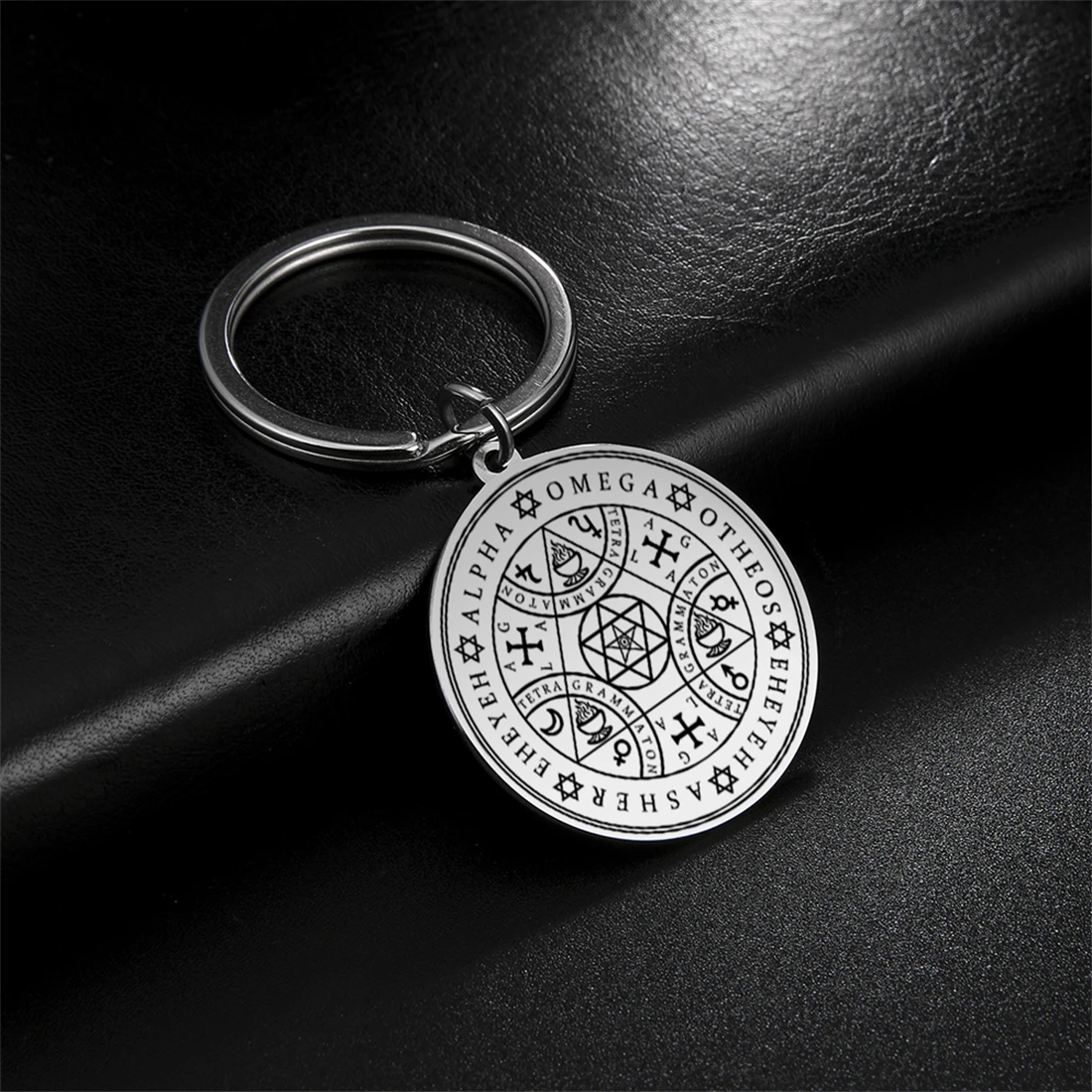 EUEAVAN Seven Archangels Seal Keychain Stainless Steel Star of David Keyring Jewish Amulet Jewelry Gift Unisex