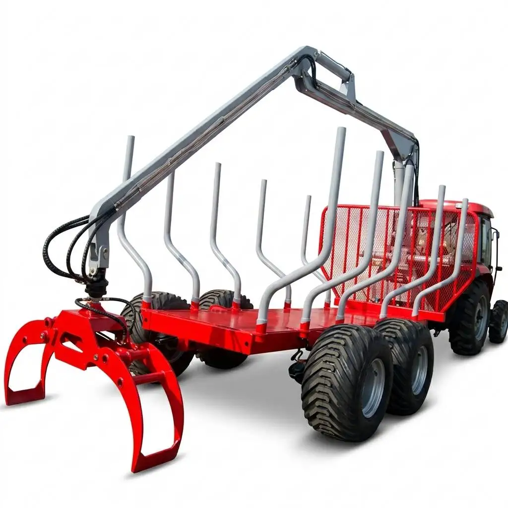 

Hot Sale Forest Equipment Tractor Hydraulic Timber Loading Trailer Log Trailer Wood Trailer Log Wagon with Crane Grapple