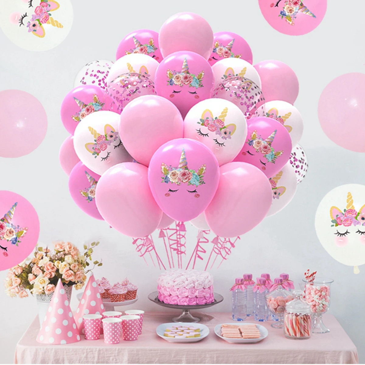Balony jednorożec zaopatrzenie firm balon lateksowy dla dzieci kreskówka zwierzę koń pływający globus Baby Shower jednorożec dekoracje na imprezę urodzinową