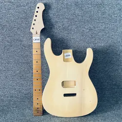 CN312CB312 Unfinished ST Guitar Kits Solid Basswood Body+Maple Neck 22 Frets Standard Scales One Set for Replace USE