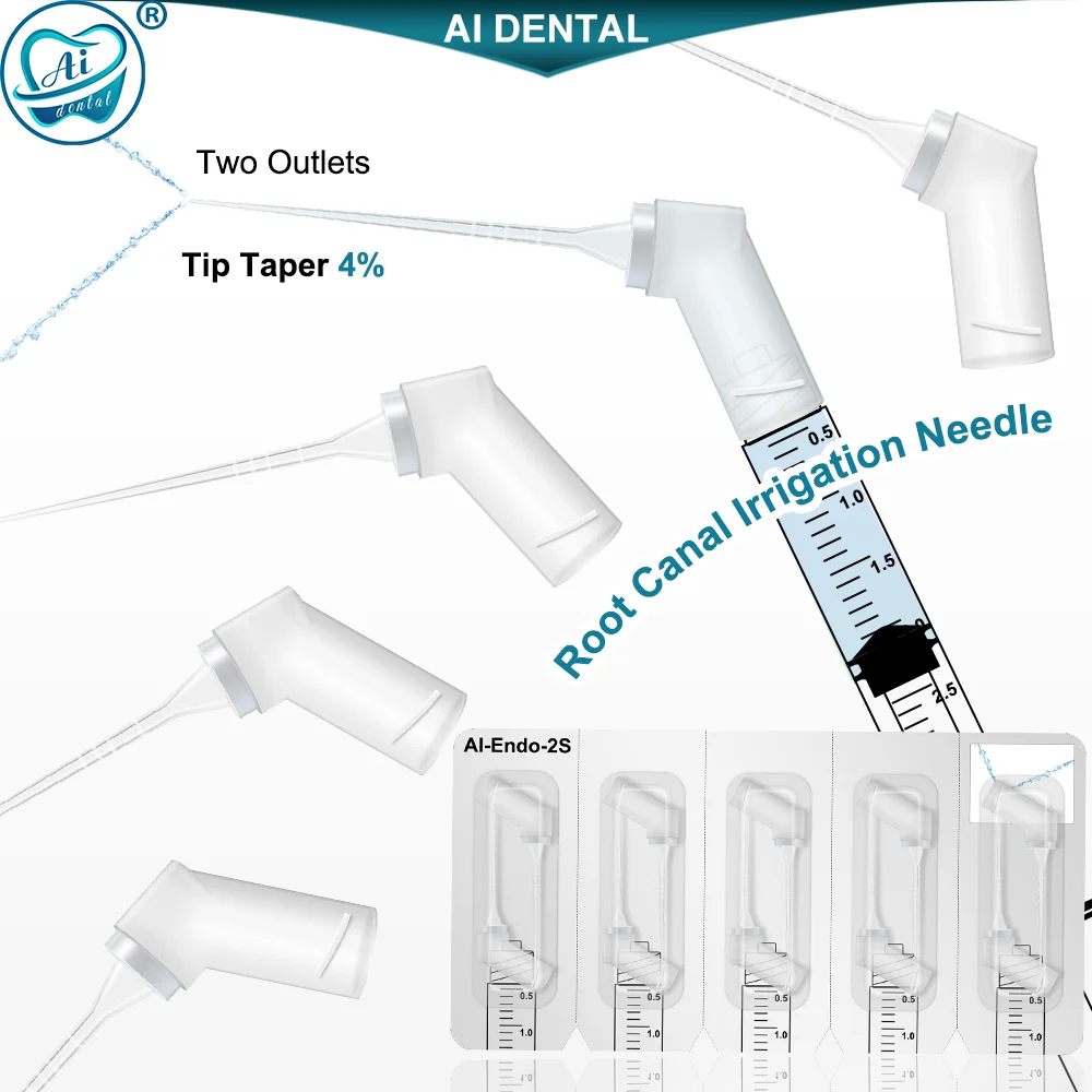 

AI- Endo-2S Dental Spare Parts Dental Endo Syringe Irrigation Root Canal Needle Tips with Two Outlets for Cleaning Syringe 30pcs