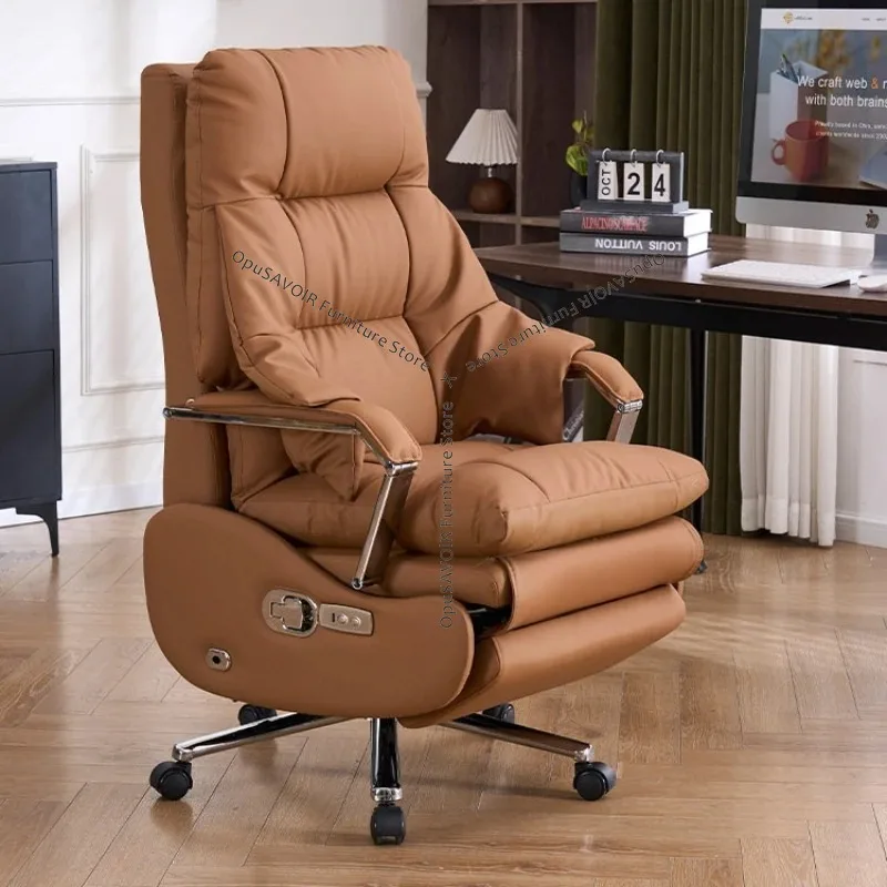 

Электрическое регулируемое офисное кресло руководителя из натуральной кожи - Элитное откидное кресло для руководителя с функцией отдыха для дома, бизнеса и учебы JT40