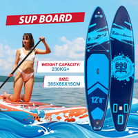 385x85x15cm Dark Blue with Light Blue Contrast Inflatable SUP, 230KG+ Capacity, Full Accessories, Essential for EU Summer Lake a