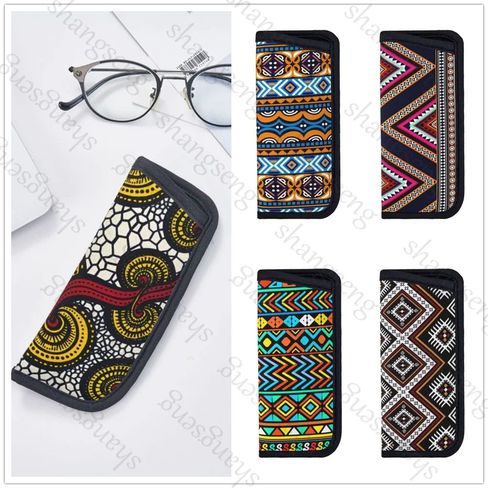 New African Pattern Print Glasses Case Portable zipper soft-shell is suitable for cosmetics storage Soft portable glasses bag