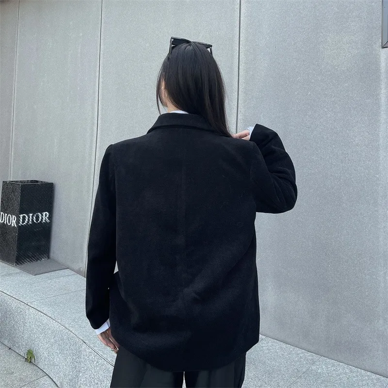 Czarny garnitur dla kobiet w jesieni asymetryczny pasek z rozciętym wycięciem damski garnitur marynarski
