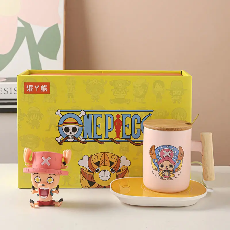 

New One Piece series cute Luffy Zorong and Joba mugs Kawaii anime merchandise with LIDS ceramic cups birthday gifts wholesale