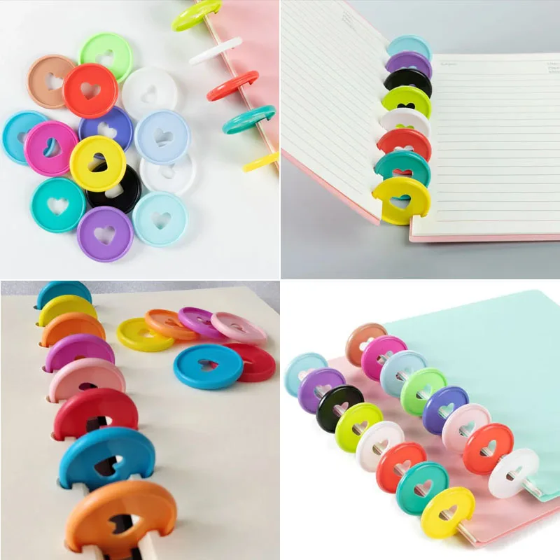 100PCS 35MM Love Plastic Binding Ring Loose-leaf Mushroom Hole Notebook Binder Disc Writing Pad Hand Ledger Buckle