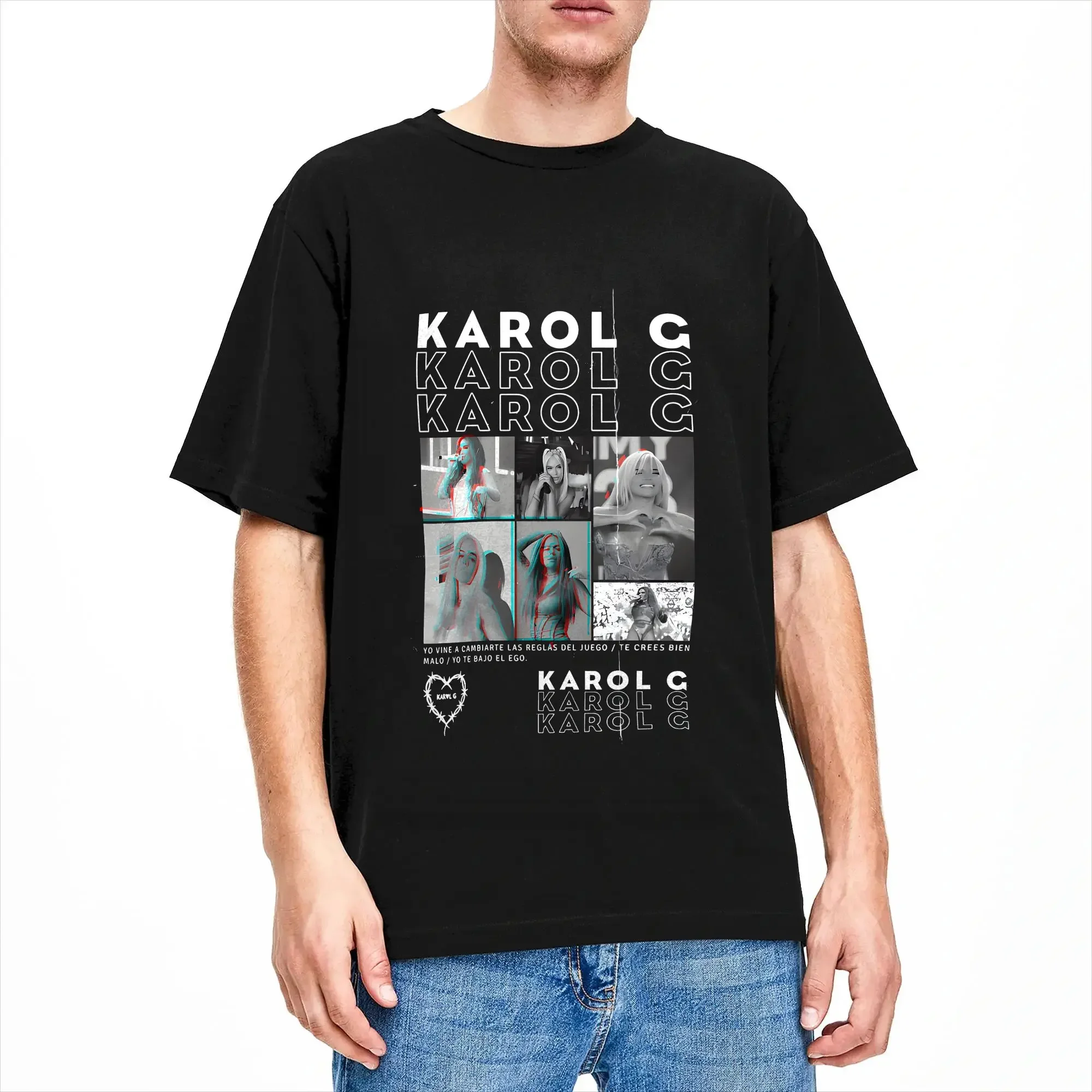Men's T-Shirt Singer K-Karol-G KG Humor Pure Cotton Tees Short Sleeve  T Shirts Round Neck Clothes Plus Size