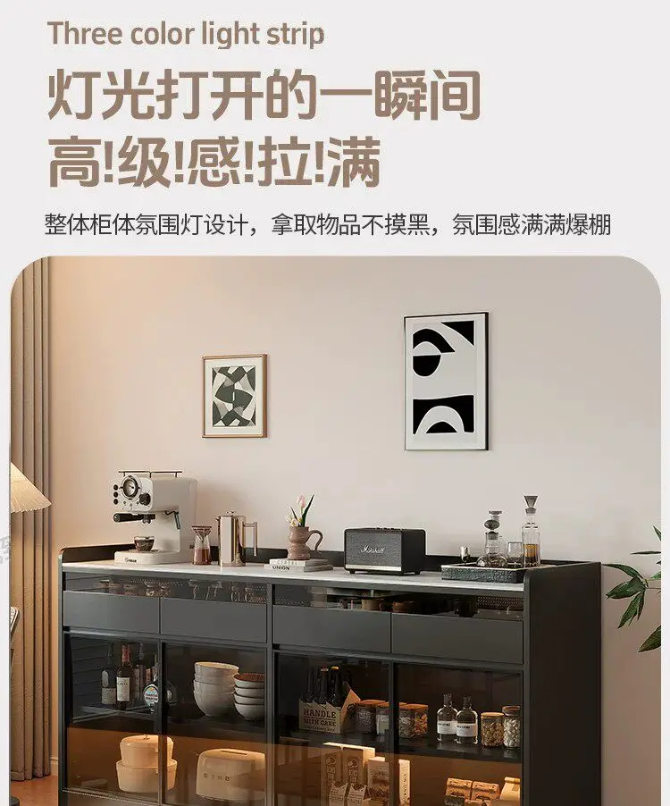Modern Sideboard Cabinet With Glass Door Buffet Storage Cabinet With Drawers Kitchen Dining Living Room Furniture Coffee Bar