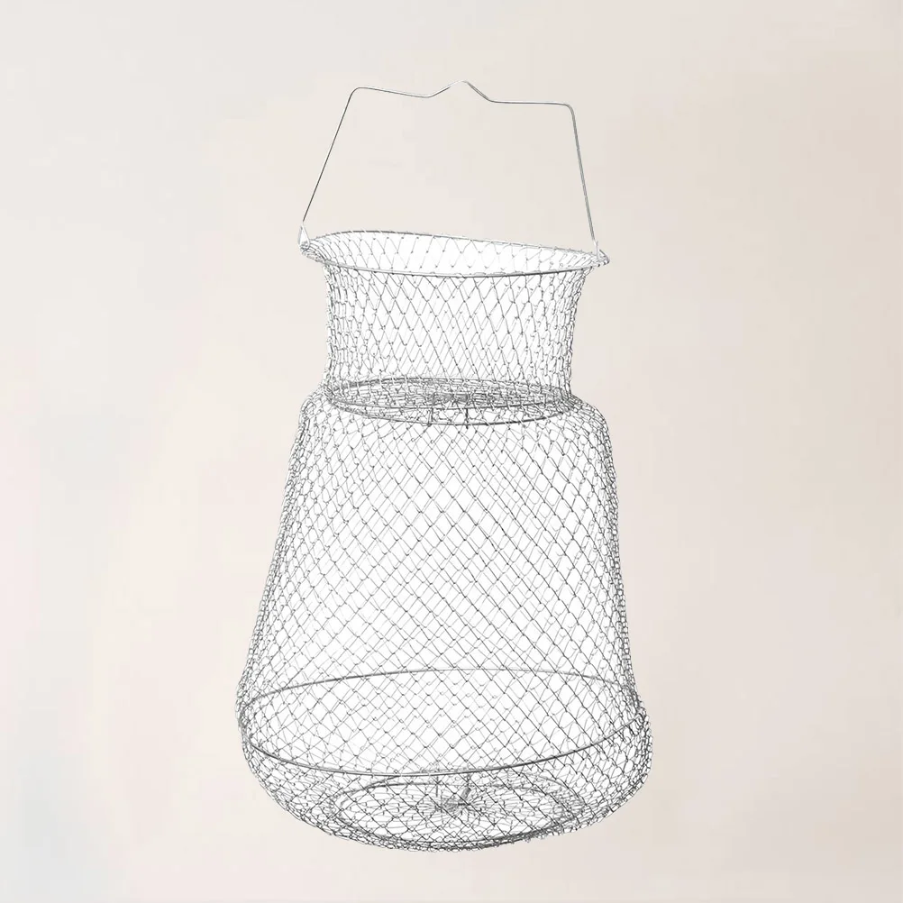 72Cm Foldable Steel Wire Mesh Fishing Net with 15Cm Holes for Crab Lobster Shrimp Easy Storage Outdoor Use