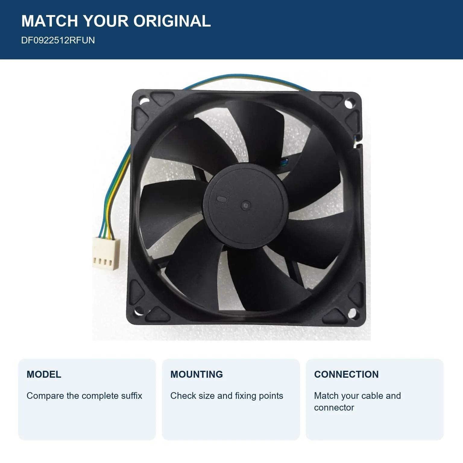 DF0922512RFUN Cooling Fan 95x95x25mm 9525 DC 12V 0.60A for Cooler Master
