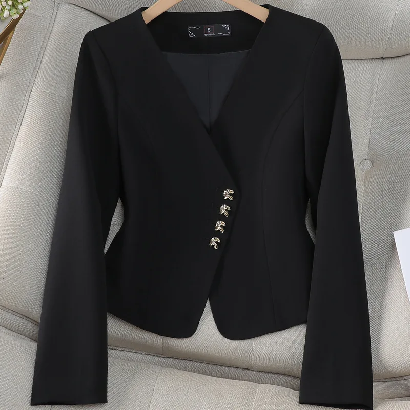 

Элегантный легкий роскошный пиджак, женская рубашка с длинным рукавом, весенне-осенний топ для похудения, женский костюм с коротким воротником