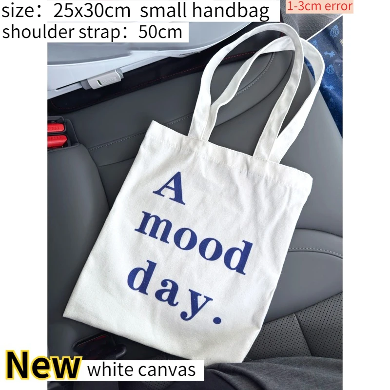 Simple Letter Women Mini Tote Shoulder Bag Thin Cotton Cloth Ladies Eco Reusable Shopping Bags Female Student Girls Book Handbag