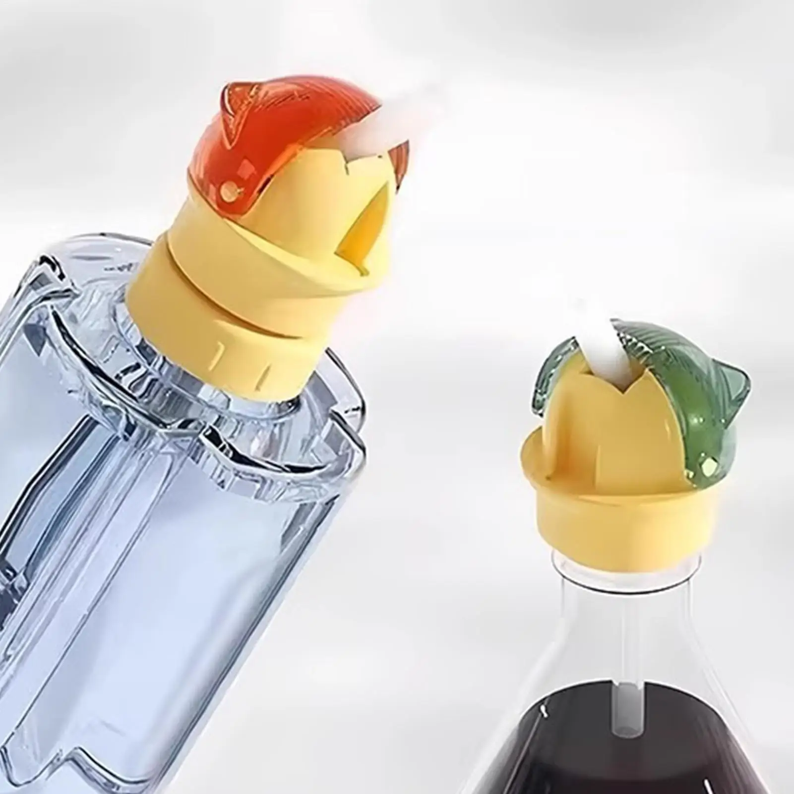 2-in-1 Water Bottle Spout Leakproof Topper Straw Cat Shape Twist Lock Kids Anti-Choke Drink Lid Adapter for Juice Soda Bottle