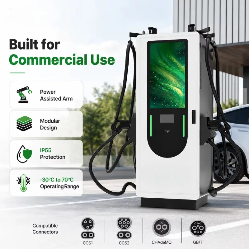 New 60/80/120/160/240KW OCPP1.6J DC Fast Electric Car Charger GBT Station CCS1 CHAdeMO CCS2 EV Charging IP55 380V Input