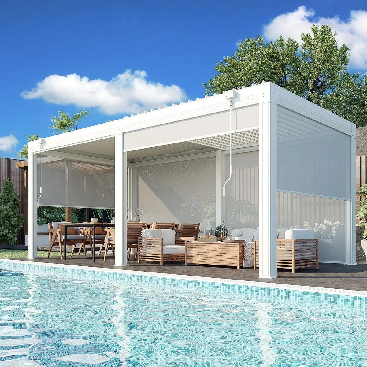 Villa Powder Coating Rust Prevention Aluminum Pavilion Large Sized Outdoor Leisure Pergola Value for Money Heavy Duty Gazebo