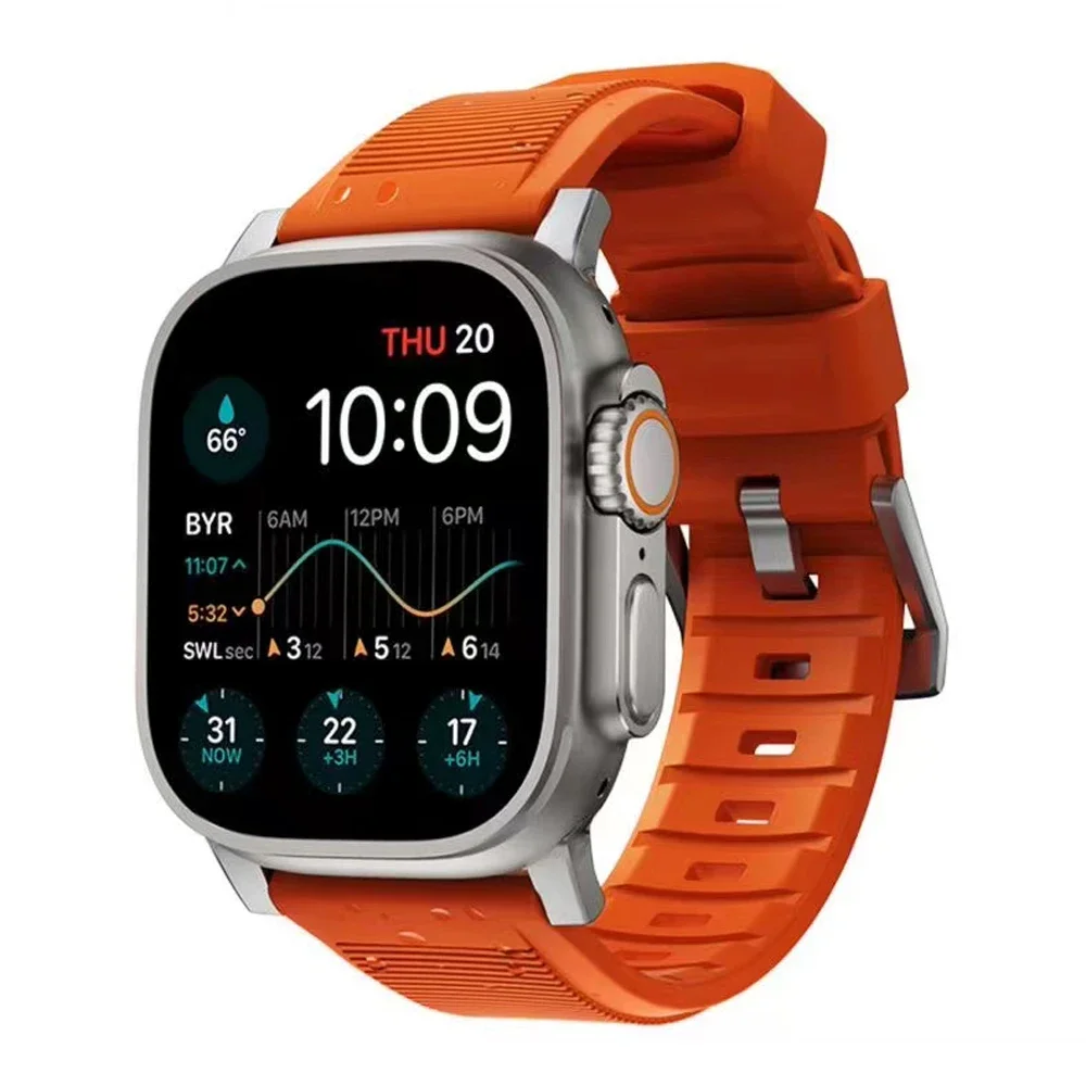 شريط سيليكون رياضي غير قابل للانزلاق لساعة أبل ، حزام مطاطي فائق النعومة ، سوار لسلسلة iWatch 9 ، 8 ، 7 ، 6 ، 5 ، 4 ، 45 مللي متر ، 44 مللي متر ، 42 مللي متر ، 49 مللي متر