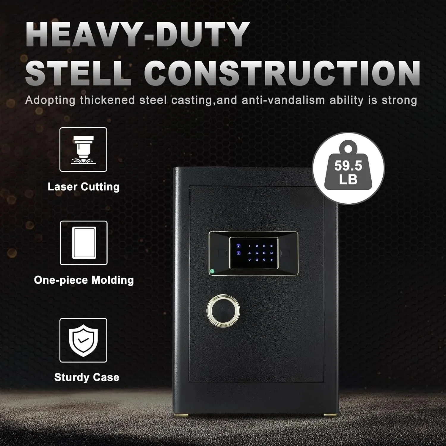2.05 Cubic Feet Large Steel Personal Safe Touch Screen Digital Lock Inner Storage Box Home Office Security Cabinet