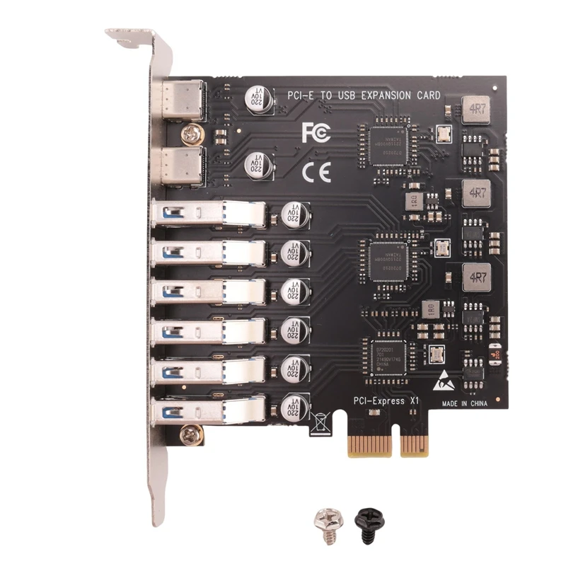 SSU PCIe ke USB 3.2 Gen 2 kartu 8-Port (6X tipe-a + 2X tipe-c) konverter PCIE Splitter melalui + NEC Chip untuk komputer Desktop