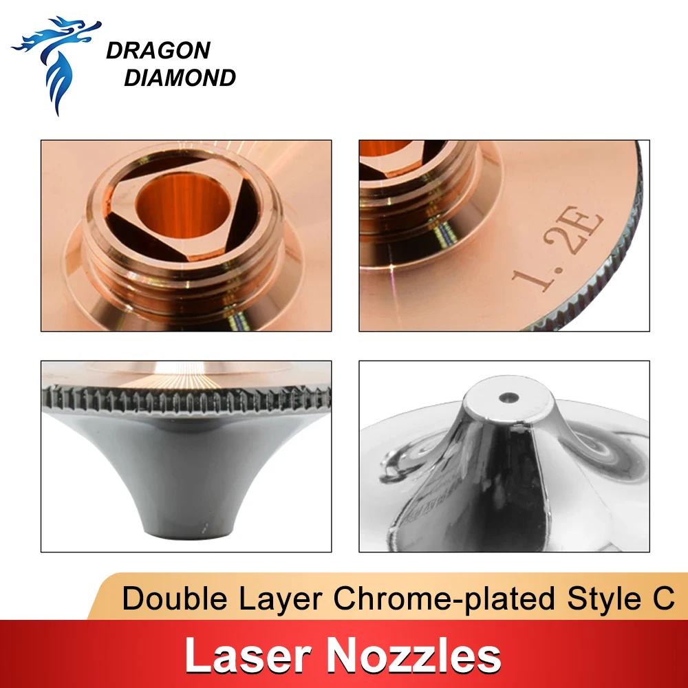 Dragon Diamond HS Laser Nozzle Double Layer Chrome-plated Penta Sonic Nozzle D28 M11 Caliber 1.2-1.6mm For Fiber Cutting Head