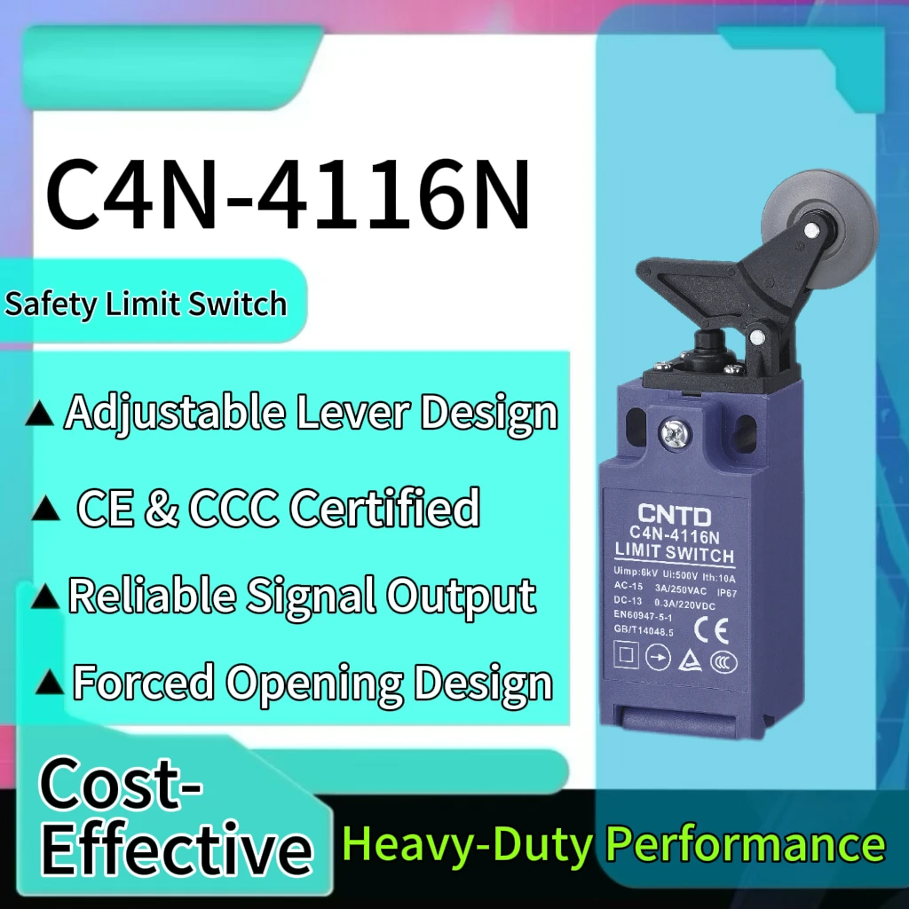 

CNTD C4N-4116N Heavy Duty Waterproof Limit Switch IP67 For CNC Machine Forced Disconnect1NC 1NO Slow Action AC250V 3A CE TUV CCC