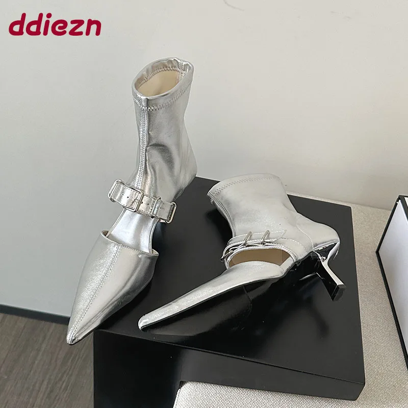 

Fashion Pointed Toe Footwear Heels Sandals Ankle Boots Shoes For Women Modern Party Ladies Stretch Booties Shoes Female Pumps