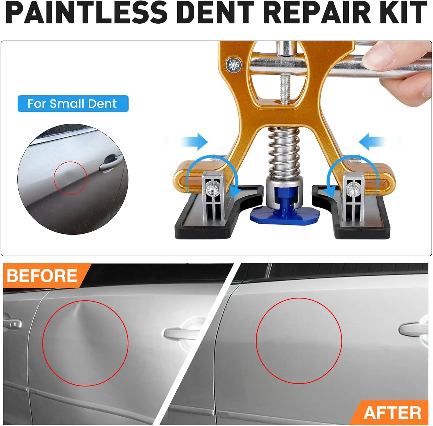 車、SUV、トラックのへこみ修理用のゴールデンリフターとブリッジプラー付きペイントレスデントリムーバーツールキット
