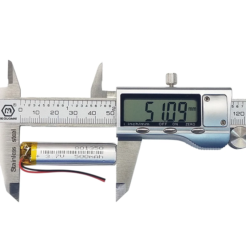 801350 3.7V 500mAh Rechargeable LiPo Battery for Smart Watch, Earphone, GPS and Small Electronics 801426 801435 802030 802050