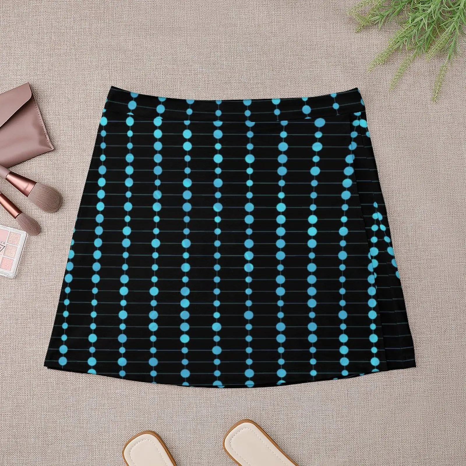 Blue Dots And Stripes Skirt Modern Art Modern Mini Skirts Summer High Waist Graphic Street Style Casual Skirt Big Size