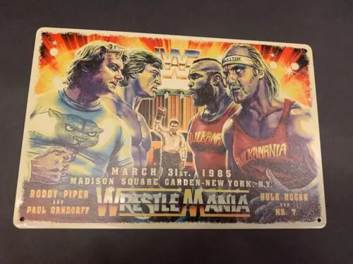 Wrestle Mania 1 Mr T Roddy Piper - Póster Metálico de Aluminio de Luchador de Wrestlemania