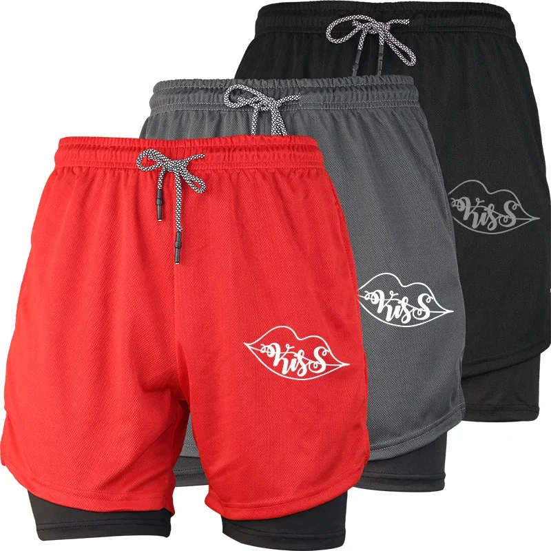 

Мужские компрессионные шорты с принтом паука 2 в 1, сетчатые повседневные спортивные шорты для бега в тренажерном зале и тренировке