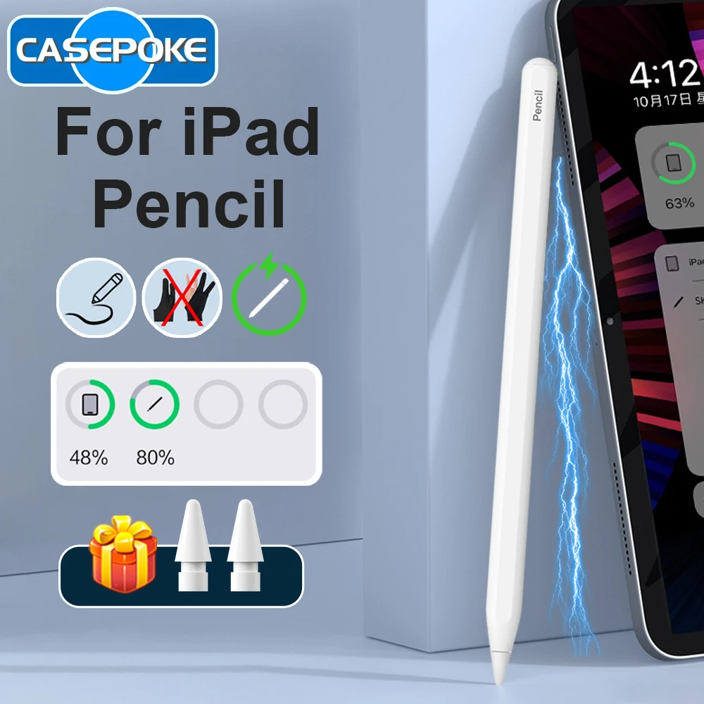 قلم ستايلس 2025 لقلم أبل 2 شحن لاسلكي لجهاز iPad Air 4 5 Pro 11 12.9 Mini 6 iPad Pen رفض اليد ملحقات iPad #1