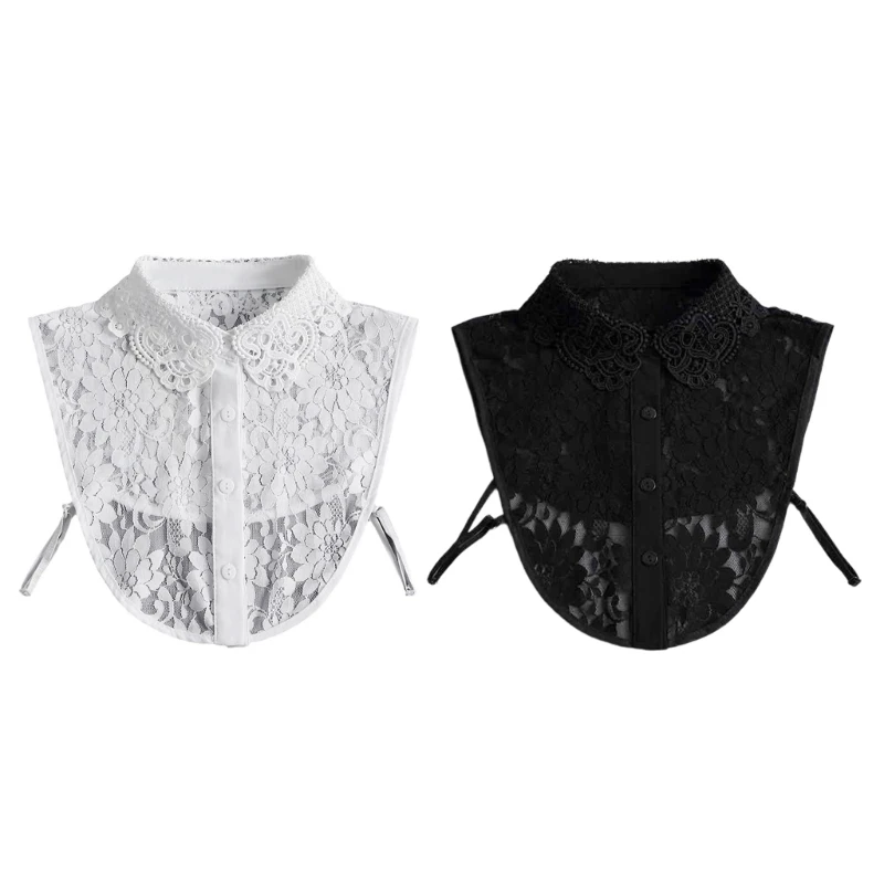 

Beautiful False Collar With Lace Patterns Half Shirts Lightweight Detachable Collar Easy To Wear For A Stylish Look 6XDA