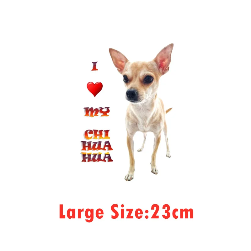 Kawaii Dog I Love My Chihuahua Patches On Clothes Cartoon Stickers Applique Iron on Heat Transfer For Clothing Wholesale