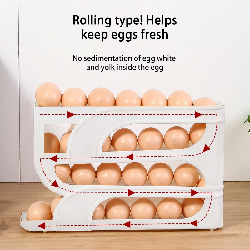 Sliding Egg Carton For Kitchen Egg Storage Box Refrigerator Side Large Capacity Space Saving Four-layer Drop-proof Egg Tray