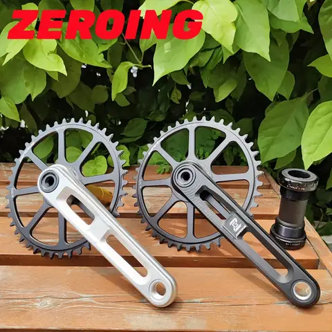 ZEROING 도로 자전거 크랭크 셋 165/170/175mm 중공 크랭크 통합 화재 체인 링 AL 접이식 자전거 40/42/44/46/48/50T 체인 휠