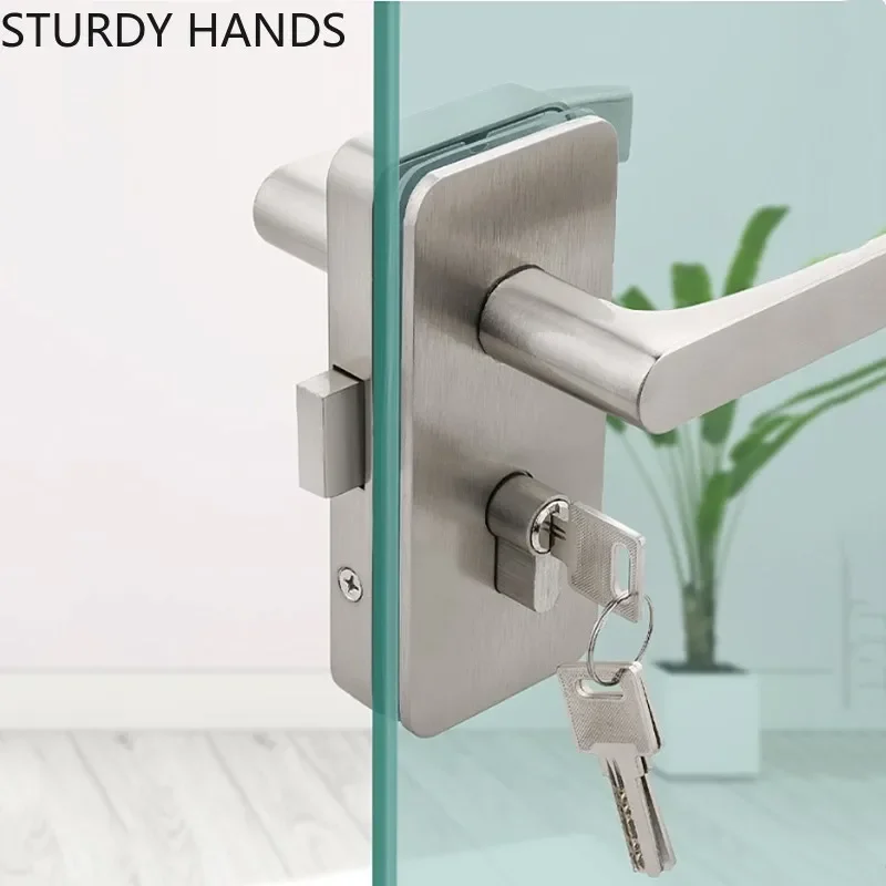 

Office Glass Door Lock Interior Sliding Door Handle Lock Single Double Door Stainless Steel Latch Lockset Security Hardware