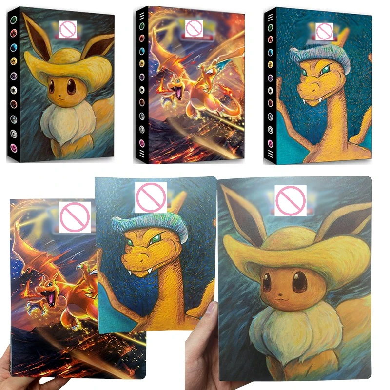 

240PCS Pocket Monsters Figure Anime Card Collection Storage Book Cartoon Charizard Eevee 25th Anniversary Card Album Notebook