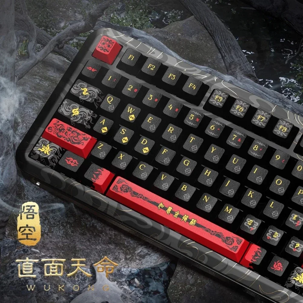 Black Myth: Wukong Keycap Set Custom Cherry Artisan Keycap Anime Point Key Caps Side Carving Mechanical Keyboard Game Accessory