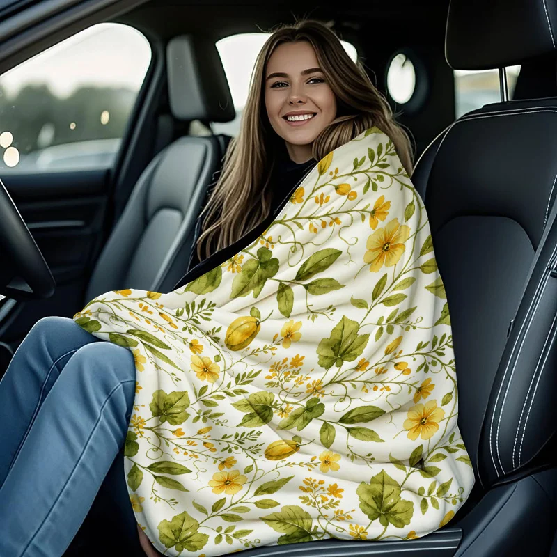 Yellow Fruit Pattern Print Art Blanket - Soft All-Season Multi-Purpose Throw for Sofa, Bed, Travel & Gift