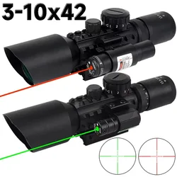 3-10X42E Cross-Hair Reticle Scope Red Green Adjustable Sight Tactical Optical Shooting Aiming Instrument Fit 11/20mm Rail Mount